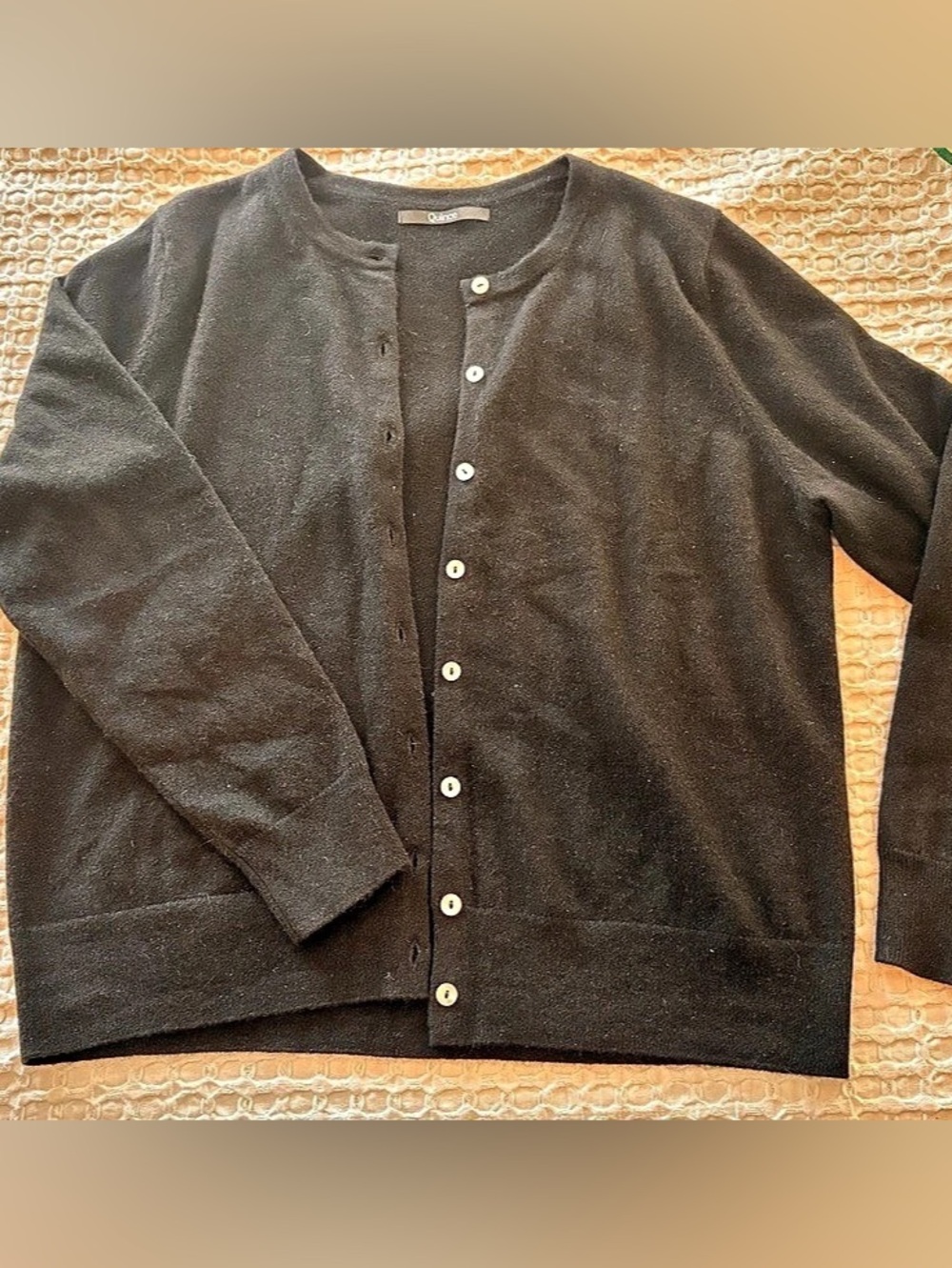 Quince Mongolian Cashmere Cardigan Sweater Black